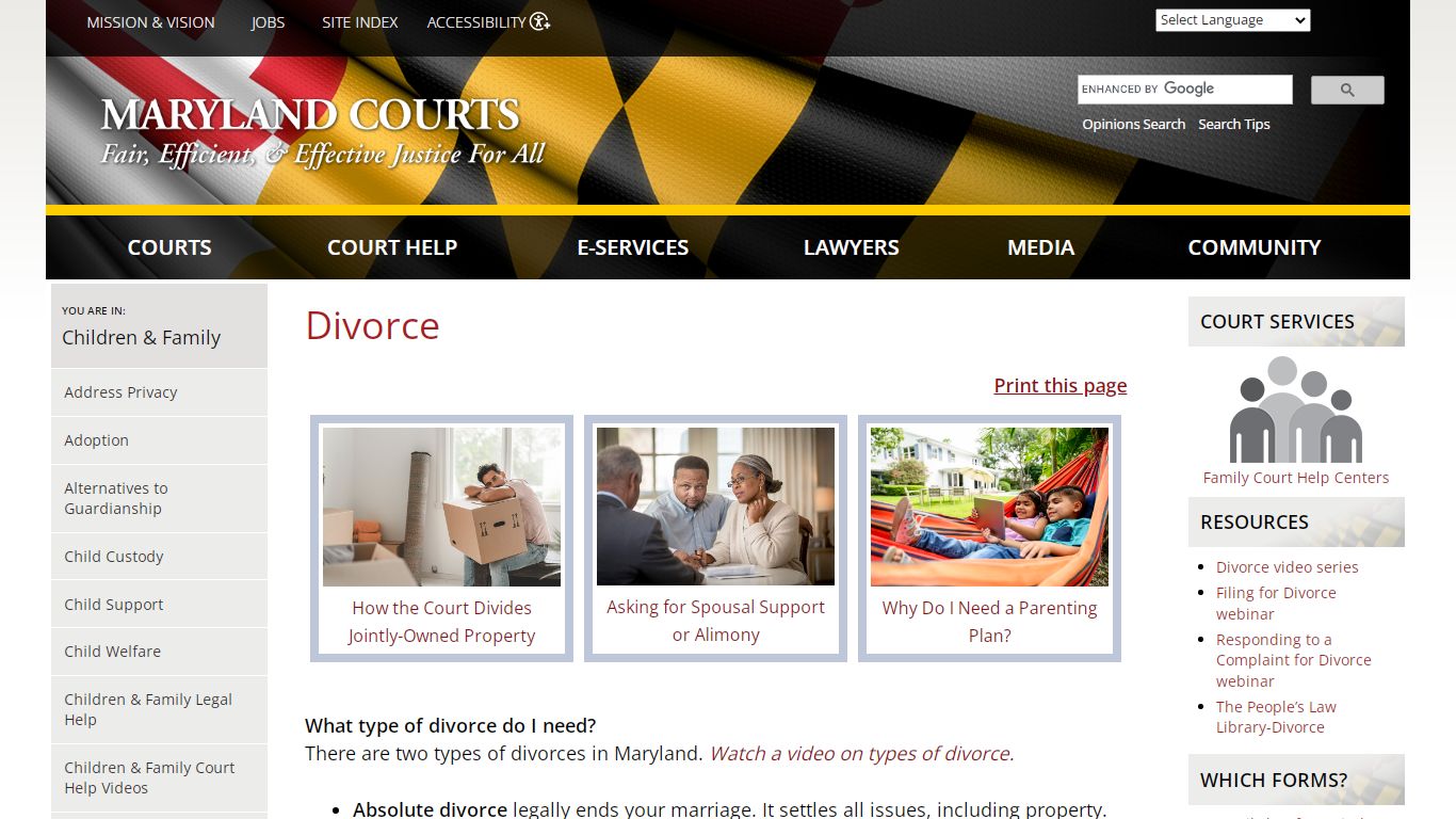 Divorce | Maryland Courts